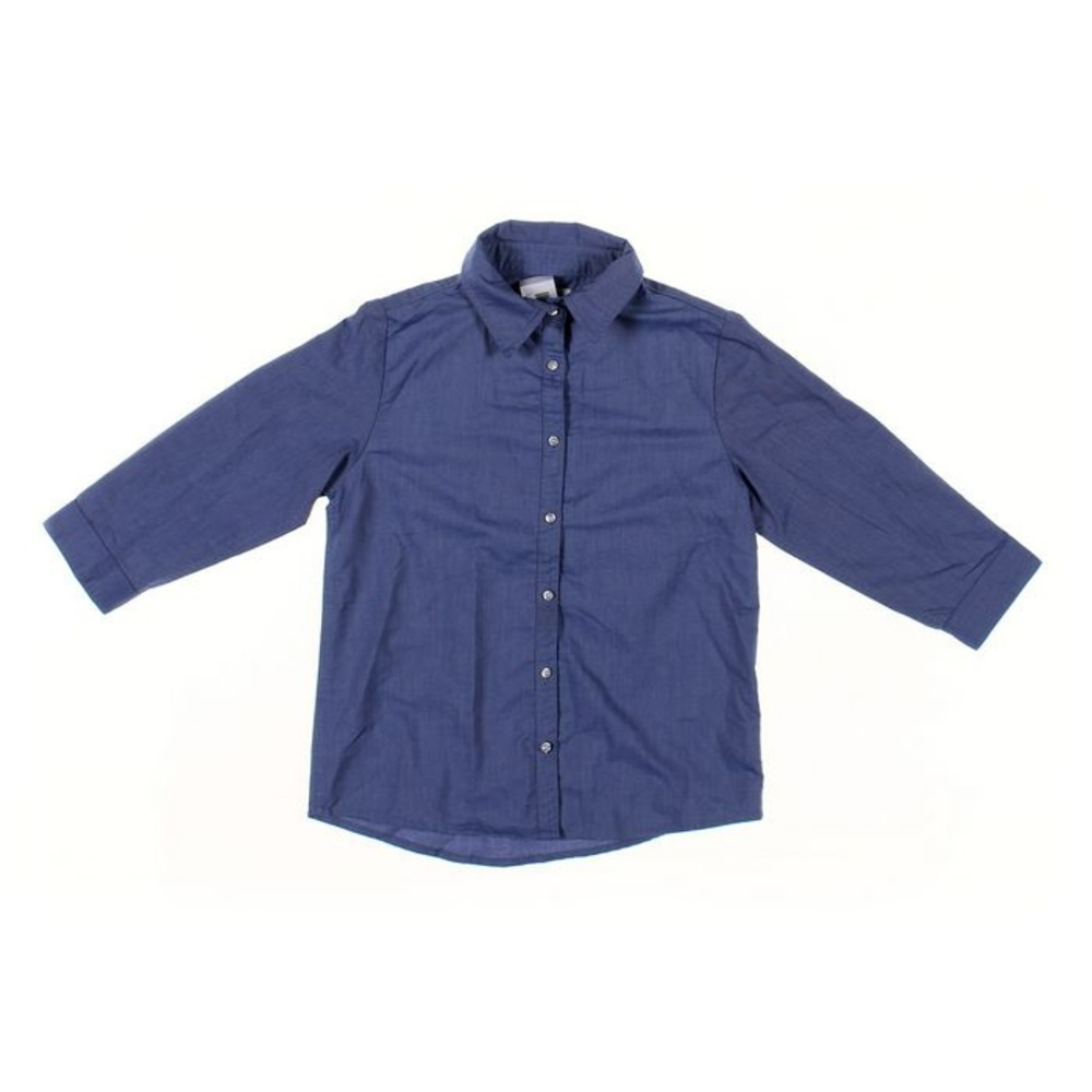 Girls lands end top blue button up